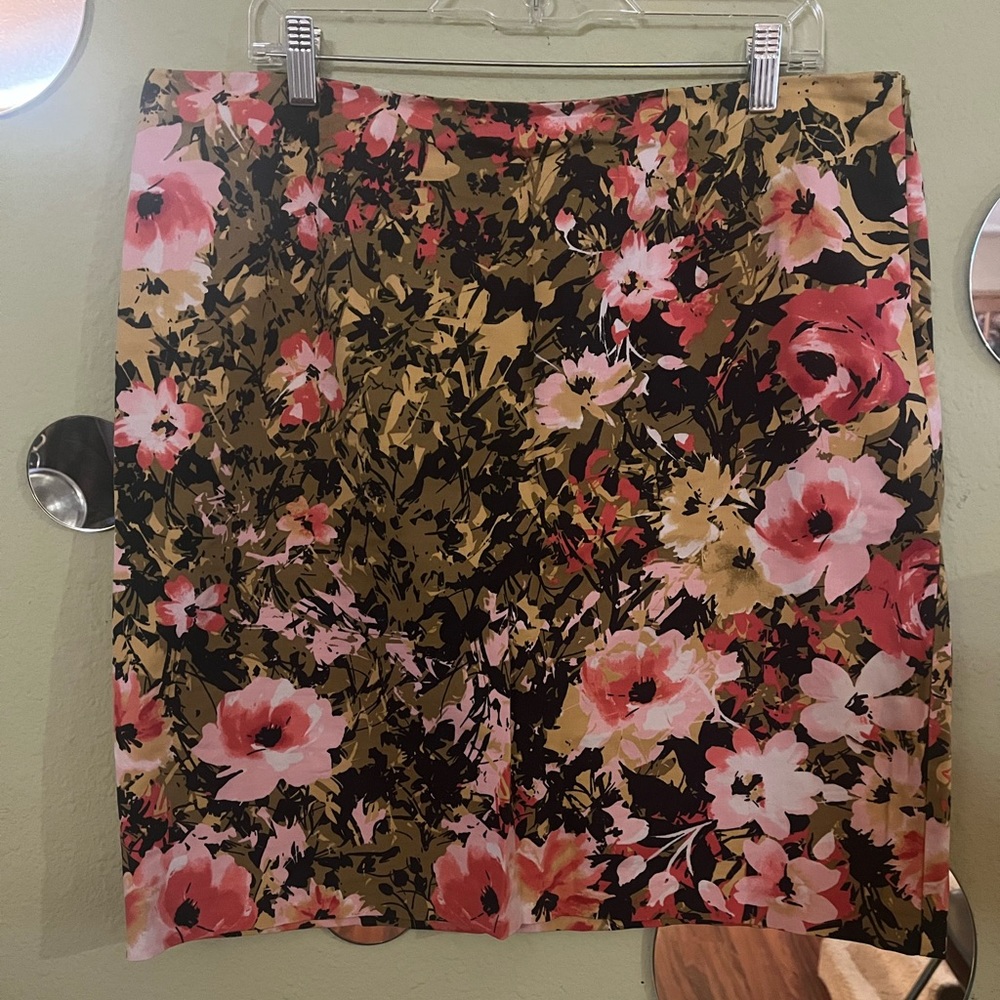 J. Jill Spring Floral Print Women’s Straight Midi Skirt